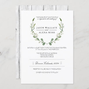 Rustic Farmhouse Greenery Elegant Wedding Invitation