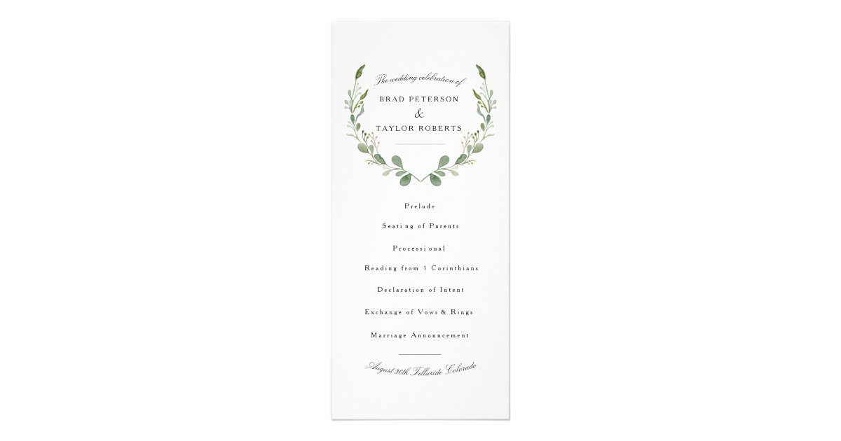 Rustic Farmhouse Greenery Watercolor Wedding Rack Card Zazzle Com