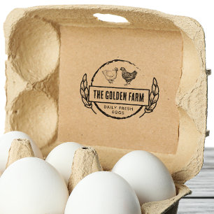 Rustic Farmhouse Hand Drawn Chicken Egg Rubber Stamp