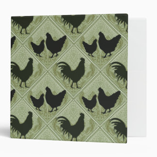Rustic Farmhouse Hen Pattern – In Green 3 Ring Binder