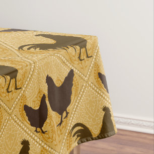 Rustic Farmhouse Hen Pattern – In Yellow  Tablecloth