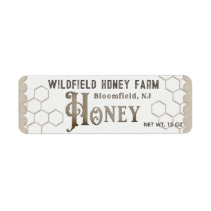 Rustic Farmhouse Honeycomb Scalloped Kraft Honey Label