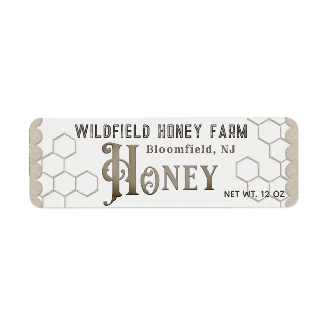 Rustic Farmhouse Honeycomb Scalloped Kraft Honey Label (Front)