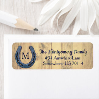 Rustic Farmhouse Horseshoe & Barn Wood Planks Label