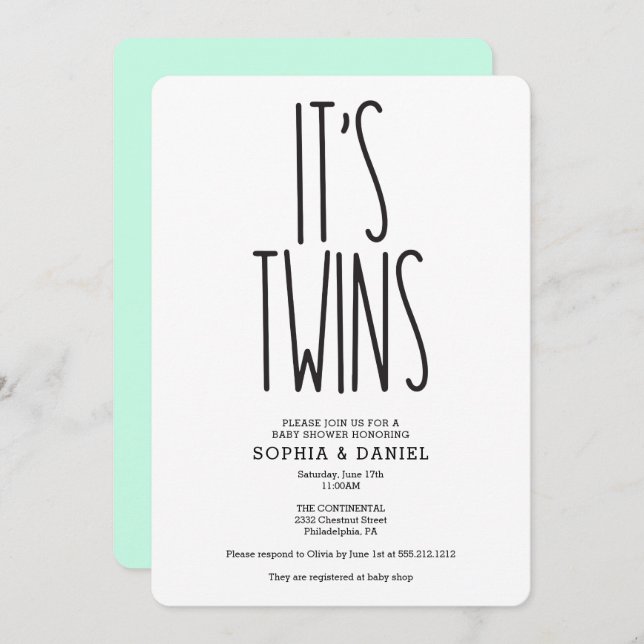 Rustic Farmhouse It's Twins Baby Shower Invite  (Front/Back)