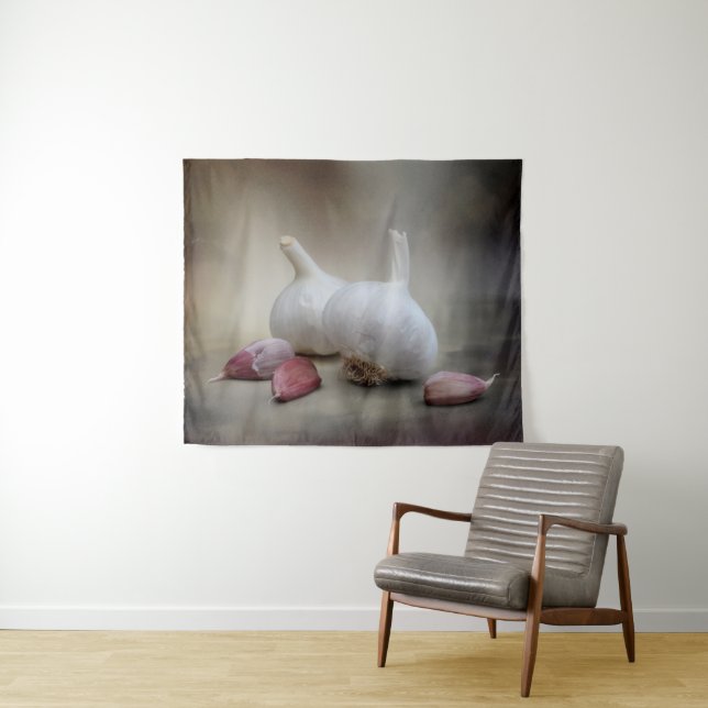 Rustic Farmhouse Kitchen Garlic Food Photography Tapestry (In Situ (Horizontal))