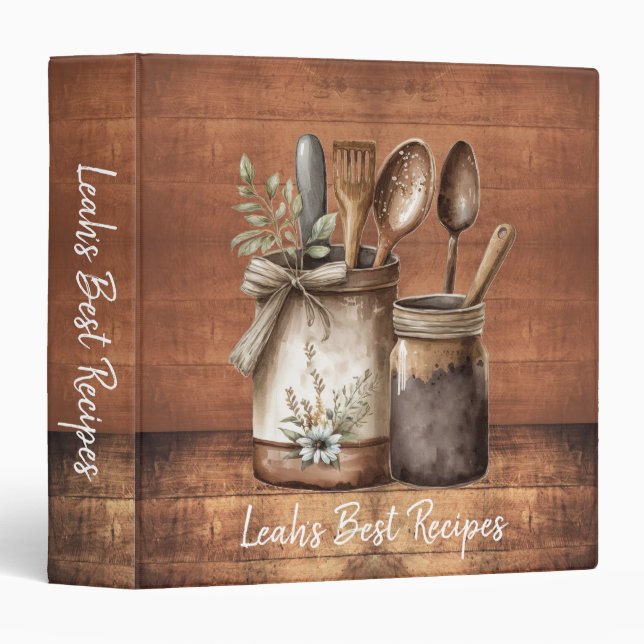 Rustic Farmhouse Kitchen Utensils Recipe Binder (Front/Spine)