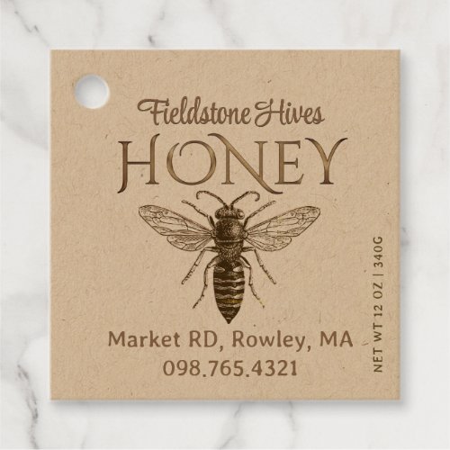 Rustic Farmhouse Kraft Honey Vintage Queen Bee Favor Tags