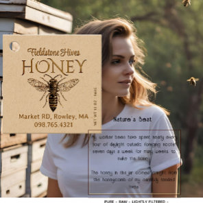 Rustic Farmhouse Kraft Honey Vintage Queen Bee Favor Tags