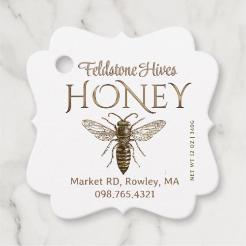 Rustic Farmhouse Kraft Honey Vintage Queen Bee Favor Tags