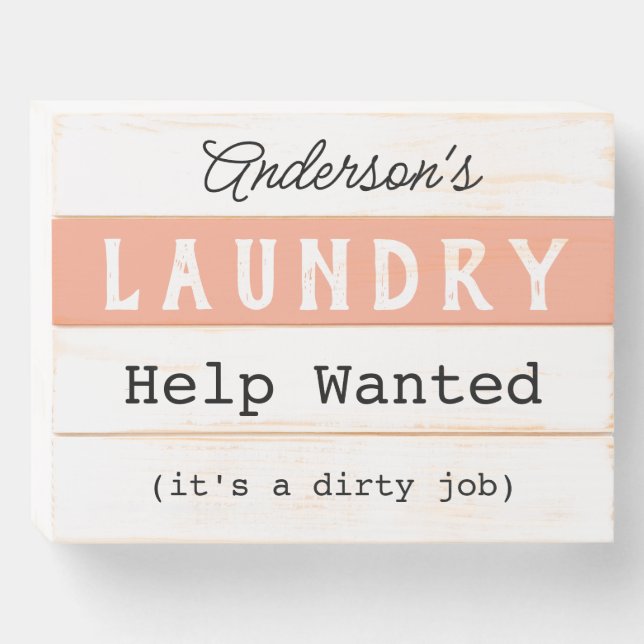 Rustic Farmhouse Laundry Room  Wooden Box Sign (Front Horizontal)
