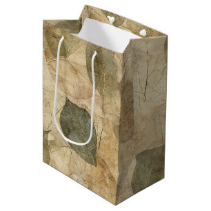 Rustic Farmhouse Leaf and Twig in Earthy Tones Medium Gift Bag