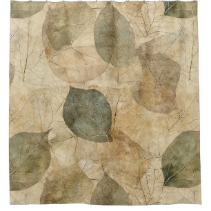 Rustic Farmhouse Leaf and Twig in Earthy Tones Shower Curtain