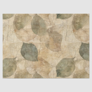 Rustic Farmhouse Leaf and Twig in Earthy Tones Tissue Paper