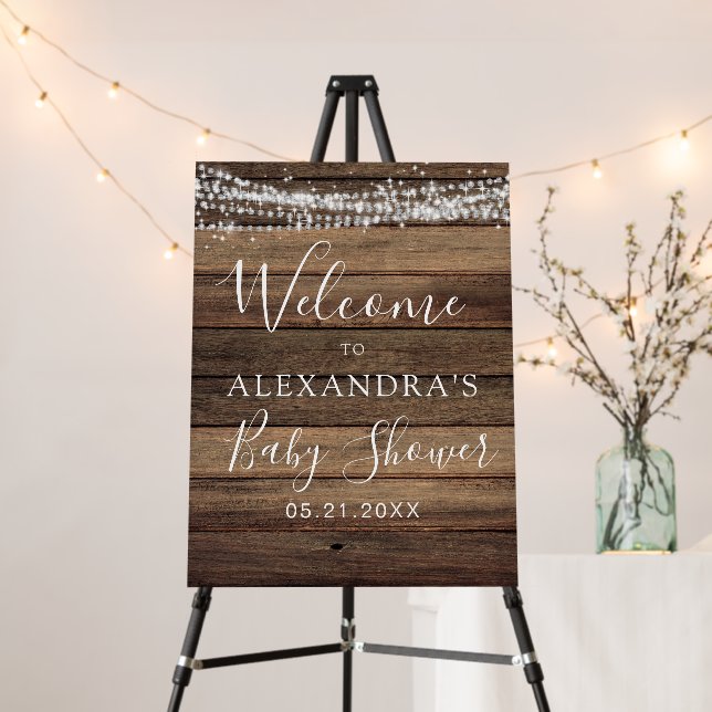 Rustic Farmhouse Lights Baby Shower Foam Board (In Situ (Stand))