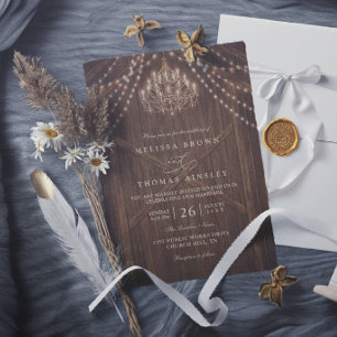 Rustic Farmhouse Lights Vintage Elegant Wedding Invitation