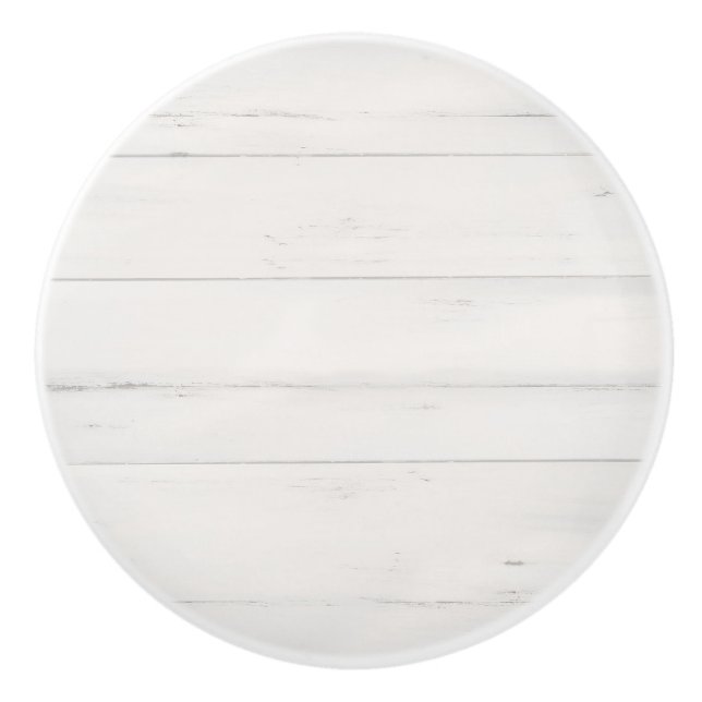 Rustic Farmhouse Modern White Shiplap Barn Wood Ceramic Knob (Front)