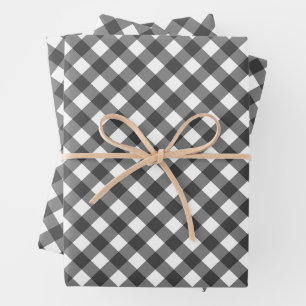 Rustic Farmhouse Monochrome Buffalo Check Geometri Wrapping Paper Sheets