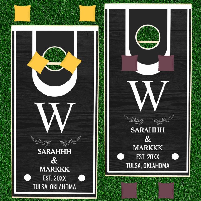 Rustic Farmhouse Monogram Custom Wedding Reception Cornhole Set (Creator Uploaded)
