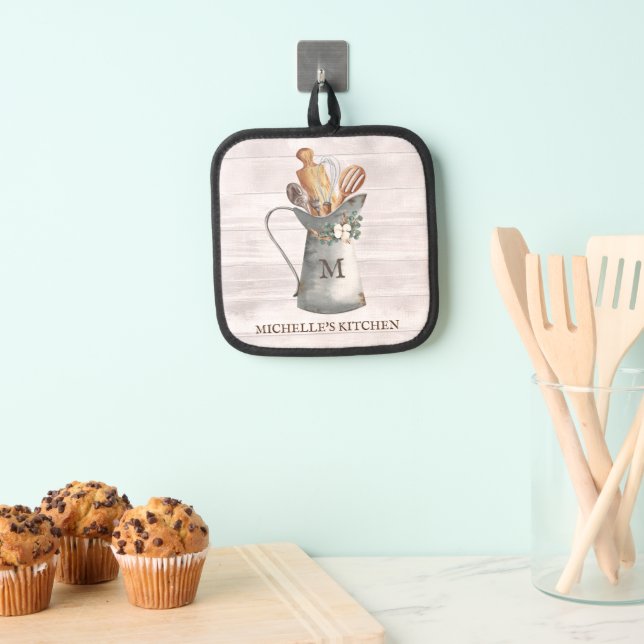 Rustic Farmhouse Monogram Kitchen Pot Holder (Insitu(Hanging))