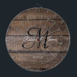 Rustic Farmhouse Monogram Script Family Name  Dart Board<br><div class="desc">Rustic Farmhouse Monogram Script Family Name Dart Board</div>