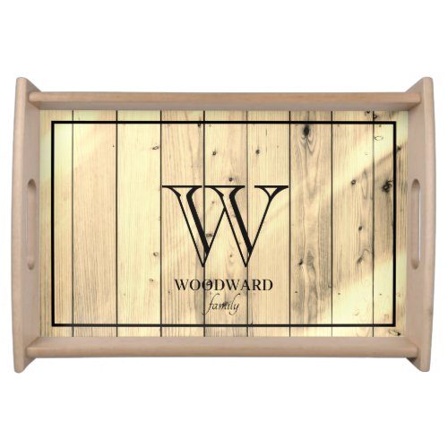 Rustic Farmhouse Monogram Wood Serving Tray