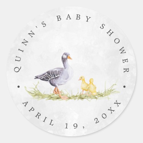 Rustic Farmhouse Mother Goose  Baby Shower Favor Classic Round Sticker