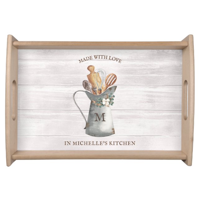 Rustic Farmhouse Name Kitchen Serving Tray (Front)