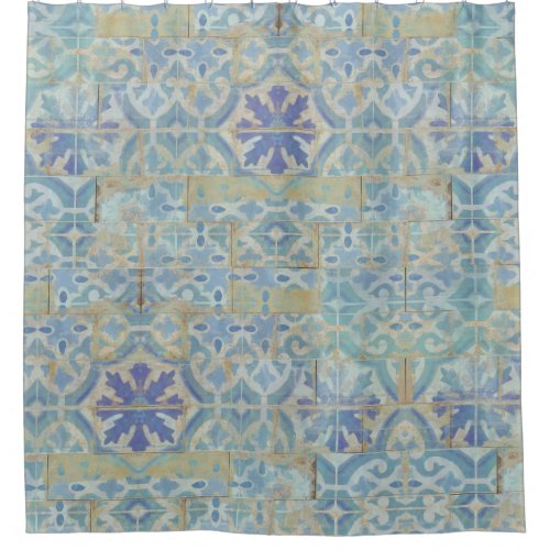 Rustic Farmhouse Old Havana Tile Beach Home Decor Shower Curtain