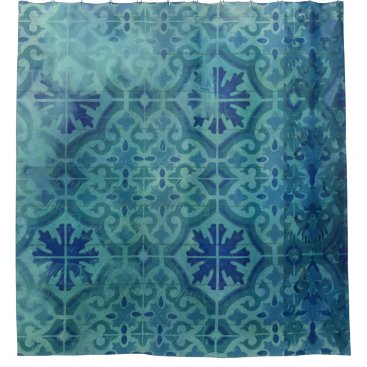 Rustic Farmhouse Old Havana Tile Pattern Beach Shower Curtain Rustic Farmhouse Old Havana Tile Pattern Beach Shower Curtain