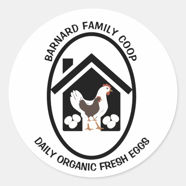 Rustic Farmhouse Organic Fresh Eggs Chicken Hen   Classic Round Sticker (Front)