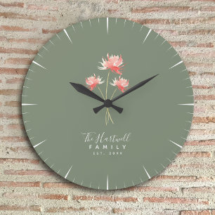 Rustic Farmhouse Personalised Family Name  Large Clock