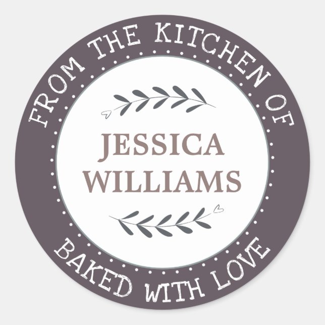 Rustic Farmhouse Personalized Baking Gift Classic Round Sticker (Front)