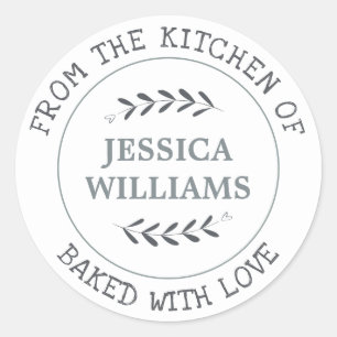 Rustic Farmhouse Personalized Baking Gift Classic Round Sticker