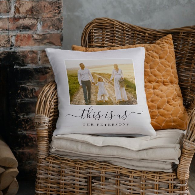 Rustic Farmhouse Personalized Photo Throw Pillow (Creator Uploaded)