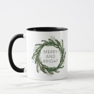 Rustic Farmhouse Pine Eucalyptus Merry and Bright Mug