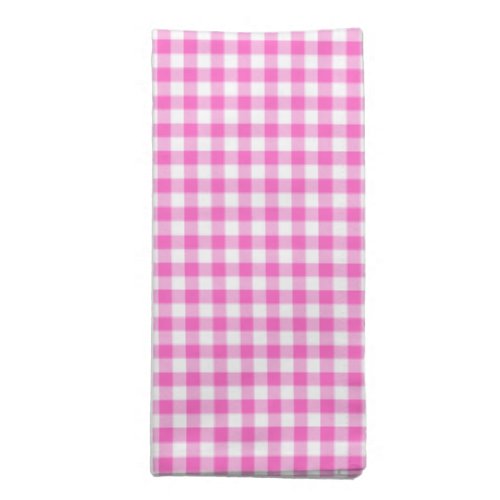 Rustic Farmhouse Pink and White Gingham Plaid Cloth Napkin