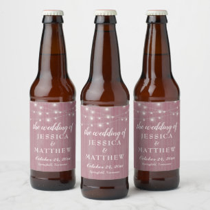 Rustic Farmhouse Pink Lights Beer Bottle Label