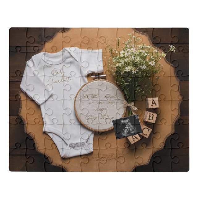 Rustic farmhouse Pregnancy Announcement keepsake  Jigsaw Puzzle (Puzzle Horizontal)