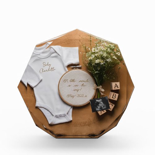 Rustic farmhouse Pregnancy Announcement keepsake  Photo Block