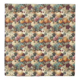 Rustic Farmhouse Pumpkin Orange Floral Vintage Duvet Cover