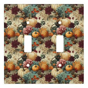 Rustic Farmhouse Pumpkin Orange Floral Vintage Light Switch Cover