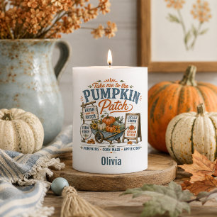 Rustic Farmhouse Pumpkin Patch Autumn Pillar Candle