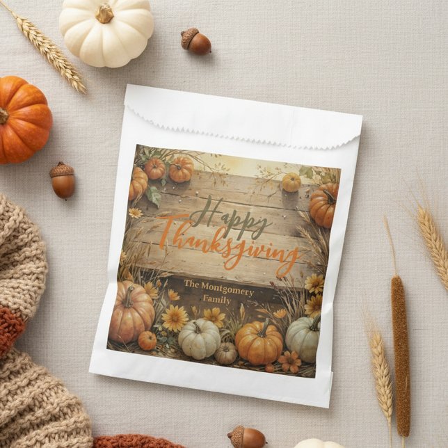 Rustic Farmhouse Pumpkin Wood Thanksgiving Favor Bag (Creator Uploaded)