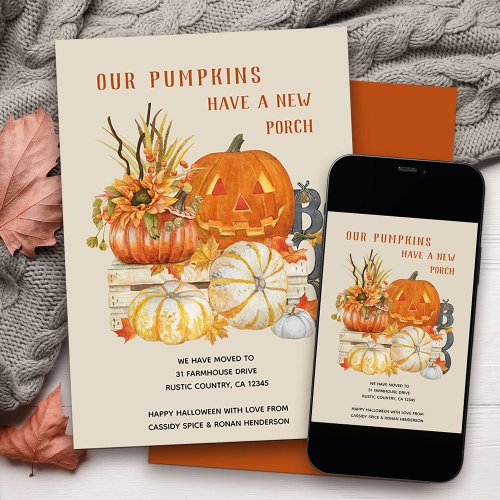 Rustic Farmhouse Pumpkins New Porch Moving Announcement