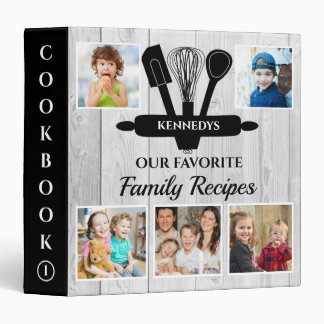 Rustic Farmhouse Recipe Cookbook 5 Photo Wood 3 Ring Binder