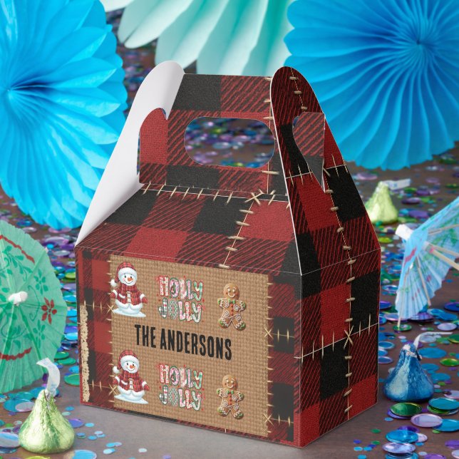 Rustic Farmhouse Red Buffalo Plaid Christmas  Favor Boxes (Party)