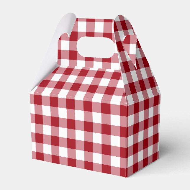 Rustic Farmhouse Red Checks Pattern  Favor Boxes (Front Side)