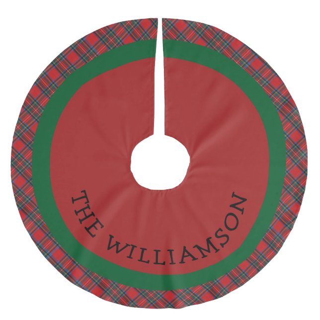 Rustic Farmhouse Red Green Buffalo Plaid Christmas Brushed Polyester Tree Skirt (Front)