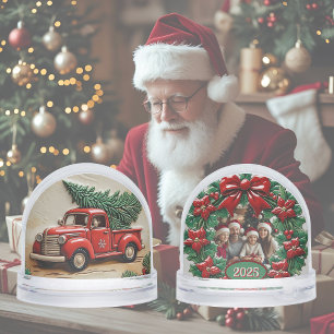 Rustic Farmhouse Red Truck Customizable  Snow Globe